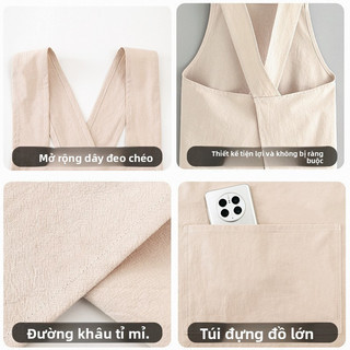 Tạp dề vải cotton kiểu Hàn Quốc, phù hợp cho nấu ăn trong gia đình, phục vụ tiệm hoa và làm móng, tạp dề cổ điển thoáng khí, chống bẩn và bền, có thể tùy chỉnh logo