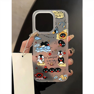 Ốp Lưng IPhone 15 XR 16 11 13 14 12 Pro Max7 8Plus X XS Max Ngôi Sao Chim Cánh Cụt Vui Nhộn Cá Trái Tim