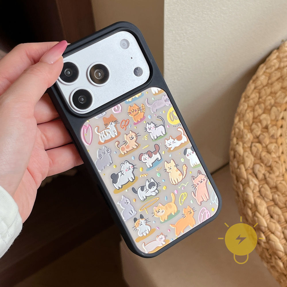 Phone Case For iPhone 17 Pro Max 16 15 14 13 TPU Cartoon Animal Gilding Aesthetic Korean Cute