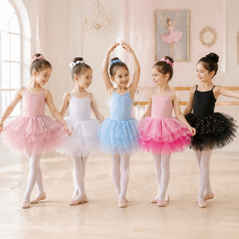 IFASIN Váy Ba Lê Bé Gái, Đầm TuTu Ba Lê Lấp Lánh, Váy Ba Lê Tay Ngắn Chuyên Nghiệp Váy Hoàng Tử Đầm Ba Lê Trình Diễn Trang Phục Chụp Ảnh
