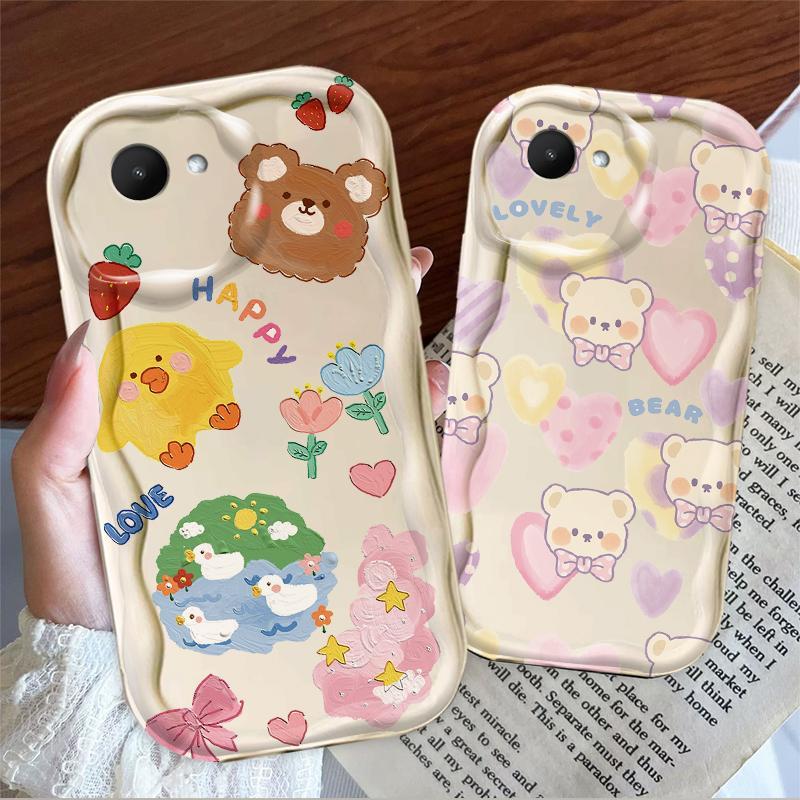 Thích Hợp Cho Realme C30 C30S Narzo 50i Prime 3D Thẩm Mỹ Mềm TPU Gấu Tình Yêu Hoa Chống Sốc Trường Hợp Điện Thoại