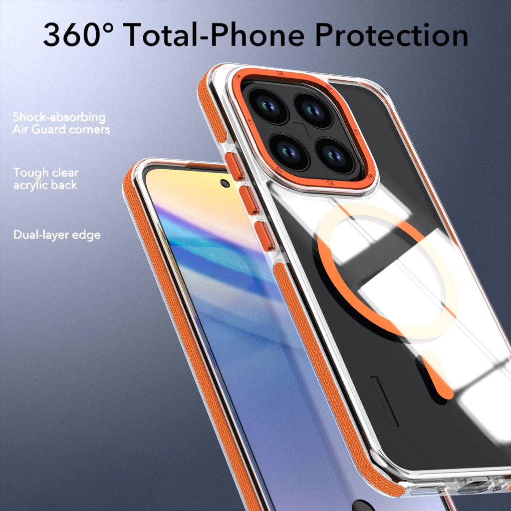 Ốp lưng trong suốt cho Xiaomi 15T Pro Ultra, 14T Pro, Redmi Note 14 5G, 13 5G, Note 12 4G; hỗ trợ sạc không dây từ tính; bảo vệ ống kính bằng chất liệu acrylic; chống sốc; har
