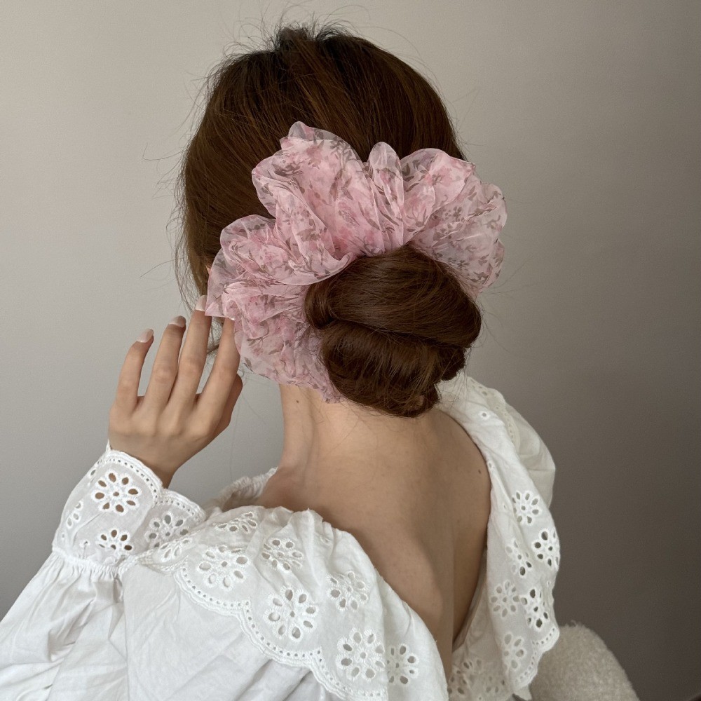 Hululu / Bầu Không Khí Pháp Cảm Thấy Kích Thước Lớn Organza Hoa Nhỏ Ruột Lớn Nhẹ Nhàng Dây Buộc Tóc Đuôi Ngựa Phụ Kiện Tóc