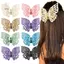 HNKMP Kẹp Vuốt Bướm Lớn Cho Nữ Cô Gái Hình Học Vuốt Tóc Ba Đầu Lấy Kẹp Barrettes Phụ Kiện Tóc Thời Trang.