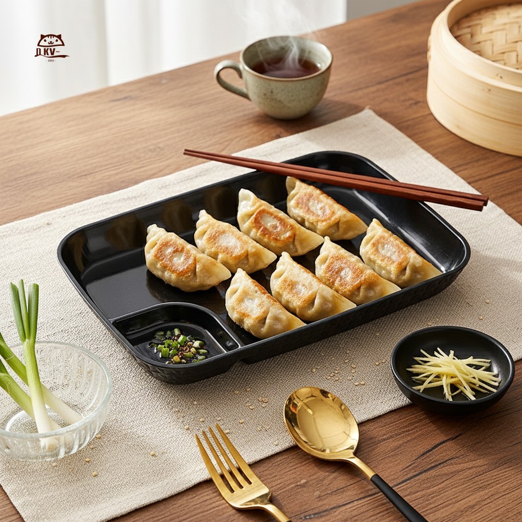 Bộ đĩa bánh bao kèm đĩa nước sốt và lưới nhúng để sử dụng tại nhà Đĩa ăn nhẹ đa chức năng
