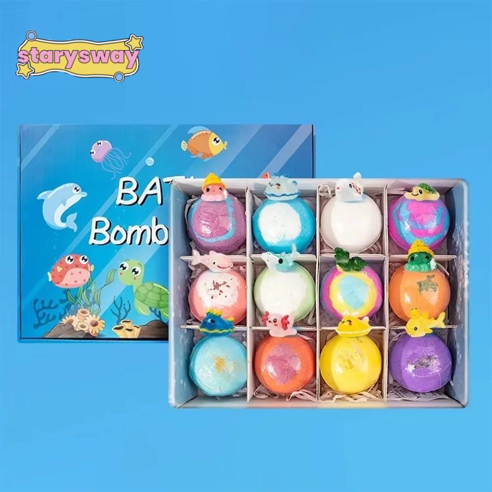 STARYSWAY Bom tắm trẻ em, Spa đổi màu với đồ chơi Bom tắm có, Quà tặng Bộ bóng muối tắm chủ đề đại dương