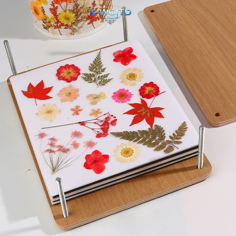 Bộ ép hoa E-WOITD 5 lớp Hoa gỗ ép đầy đủ Bộ bảo quản hoa ép lá cho đồ thủ công DIY Làm cây khô E-WOITD