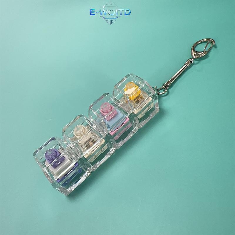 E-WOITD 4 phím Công tắc chìa khóa Móc khóa Máy kiểm tra trục LED Fidget Nút Keycap Đồ chơi Bàn phím cơ Máy kiểm tra trục Giảm căng thẳng Móc khóa Quà tặng E-WOITD