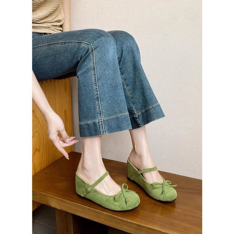 Giày mary jane Phong cách Pháp Thanh lịch Dễ phối đồ Đế nâng cao 8cm Thon gọn chân Giày đế xuồng
