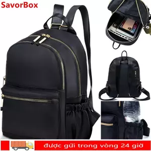 Ba lô SAVORBOX, Ba lô đen, có dây kéo Túi đi học giải trí Túi đi học nữ dành cho nữ