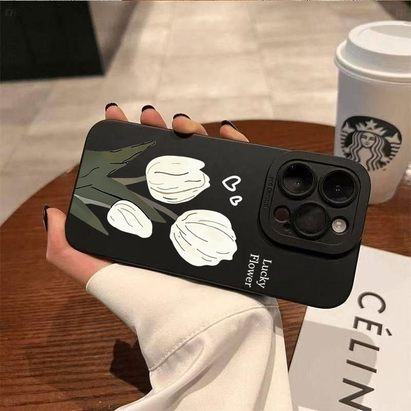 Ốp lưng iPhone Vỏ máy ảnh silicon họa tiết hoa may mắn - iP 7/8/X/XS/XR/11/12/13/14/15/16/17/Plus/Air/Pro/Max