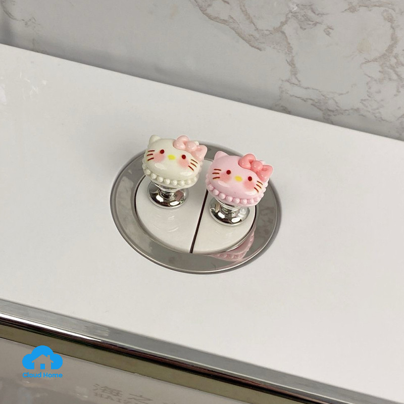 🌤️COD🌤️Máy ép bồn cầu Sanrio Hello Kitty Nút ép bồn cầu Phòng tắm Nút nước Công tắc đẩy Phòng tắm Bảo vệ móng tay Đẹp