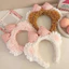 Hồng Ngọt Ngào Trái Tim Blush Gấu Tai Nơ Ren Rửa Đầu Nữ Trang Điểm Tóc Dễ Thương Sang Trọng Mũ nón