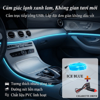 Đèn led dây linh hoạt 5m 10 màu cho nội thất ô tô Dây đèn led ánh sáng neon,5m,Kết nối USB,Xanh băng