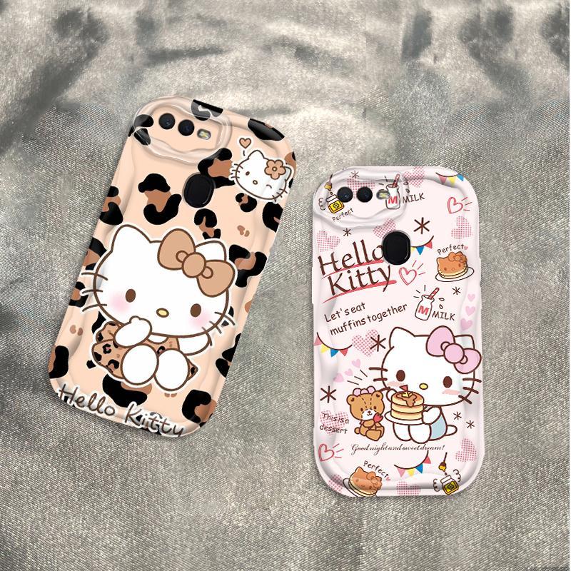 Thích hợp cho OPPO A5S A7 A12 F9 F9 Pro 3D Phụ kiện TPU mềm in họa tiết da báo Kitty Vỏ điện thoại chống sốc