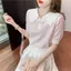Áo thun ngắn tay bằng lụa băng nữ mùa hè phong cách hải quân polo ve áo len sọc thiết kế rộng rãi Niche Top