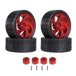 4 63 * 27mm Cho MJX Hyper go 1 / 14 14301 14302 14303 RC Xe Kim Loại Bánh Xe Trung Tâm Lốp Nâng Cấp Lốp 12mm Adapter