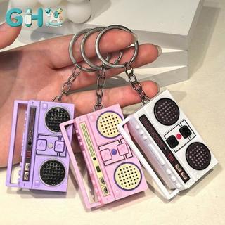 GHX 1 Miếng Mini Ghi Âm Mặt Dây Chuyền Sáng Tạo Ngộ nghĩnh Mini Đài Phát Thanh Đồ Chơi Âm Nhạc Túi Cổ Điển Trang Trí Móc Khóa Cặp Đôi Quà Tặng VN