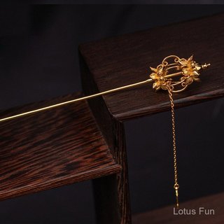 Hanfu Phụ Kiện Sterling Bạc Mạ Vàng Kẹp Tóc Ming Made Di Bun Palace Phong Cách Độc Đáo Chín Vòng Dính Bước Lắc