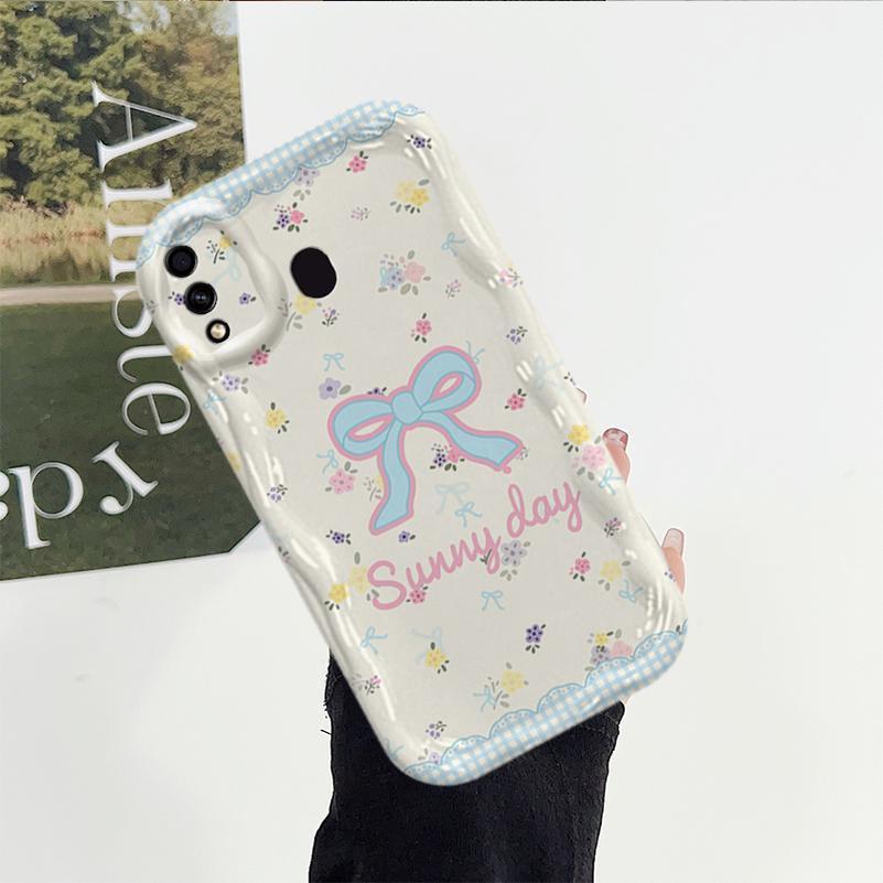 Ốp Lưng Cho Samsung Galaxy A20 A30 Hoạt Hình Kem Nơ Cặp Đôi Mềm TPU 3D Sóng Silicon Vỏ Điện Thoại