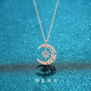 Huaxing Mùa Thu Mặt Trăng Vòng Cổ Siêu Cổ Tích Phù Hợp Với Niche Thiết Kế Sense Mori Phong Cách Phiên Bản Hàn Quốc Bạn Gái Tặng Xương Đòn Dây Xích 5.8