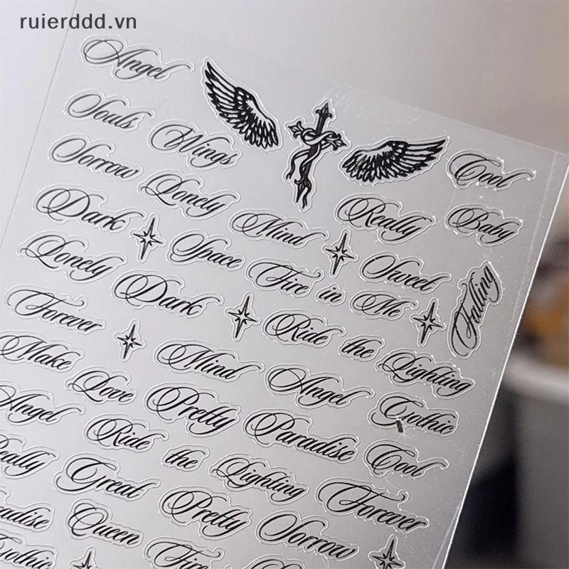 # ruierddd # White Letter Nail Stiers Angel Wings 3D Design Bảng chữ cái nghệ thuật cho móng tay Gel Acrylic Salon và sử dụng tại nhà.