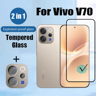 Vivo V70 5G 2 trong 1 HD Phiên bản mở khóa Kính cường lực bảo vệ màn hình cho Vivo V60 V50 V40 Lite 4G 5G Phim bảo vệ kính chống va đập có màng ống kính máy ảnh