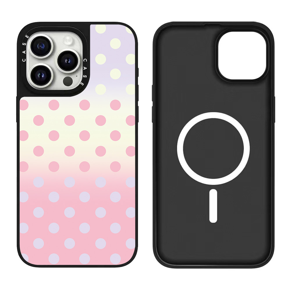 Từ Tính Full Hồng Chấm Bi Gương Ốp Lưng Điện Thoại IPhone 17 Pro Max 17 Air 16 15 14 13 12 11 Vỏ Bảo Vệ Chống Sốc