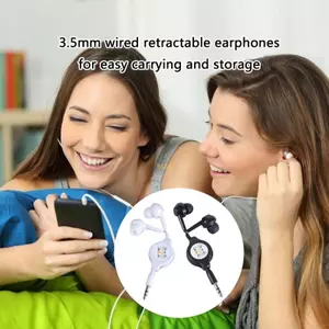 Btsg 3 5mm Tai nghe có thể thu vào Cáp âm thanh phụ trợ Tai nghe nhét tai cho điện thoại ô tô MP3 MP4 Phụ kiện loa nhạc