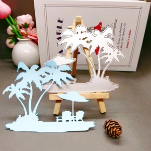 Cây Dừa Chủ Đề Bãi Biển Kim Loại Thép Carbon Cắt Khuôn Handmade DIY Album Ảnh Thiệp Chúc Mừng Cắt Chết Giấy Thủ Công Sổ Lưu Niệm Dập Nổi Khắc Bản Mẫu