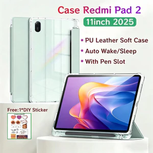 Ốp điện thoại Redmi Pad 2 11 inch 2025 có khe cắm bút Vỏ bảo vệ từ tính cho Xiaomi Redmi Pad 2 có mặt sau trong suốt