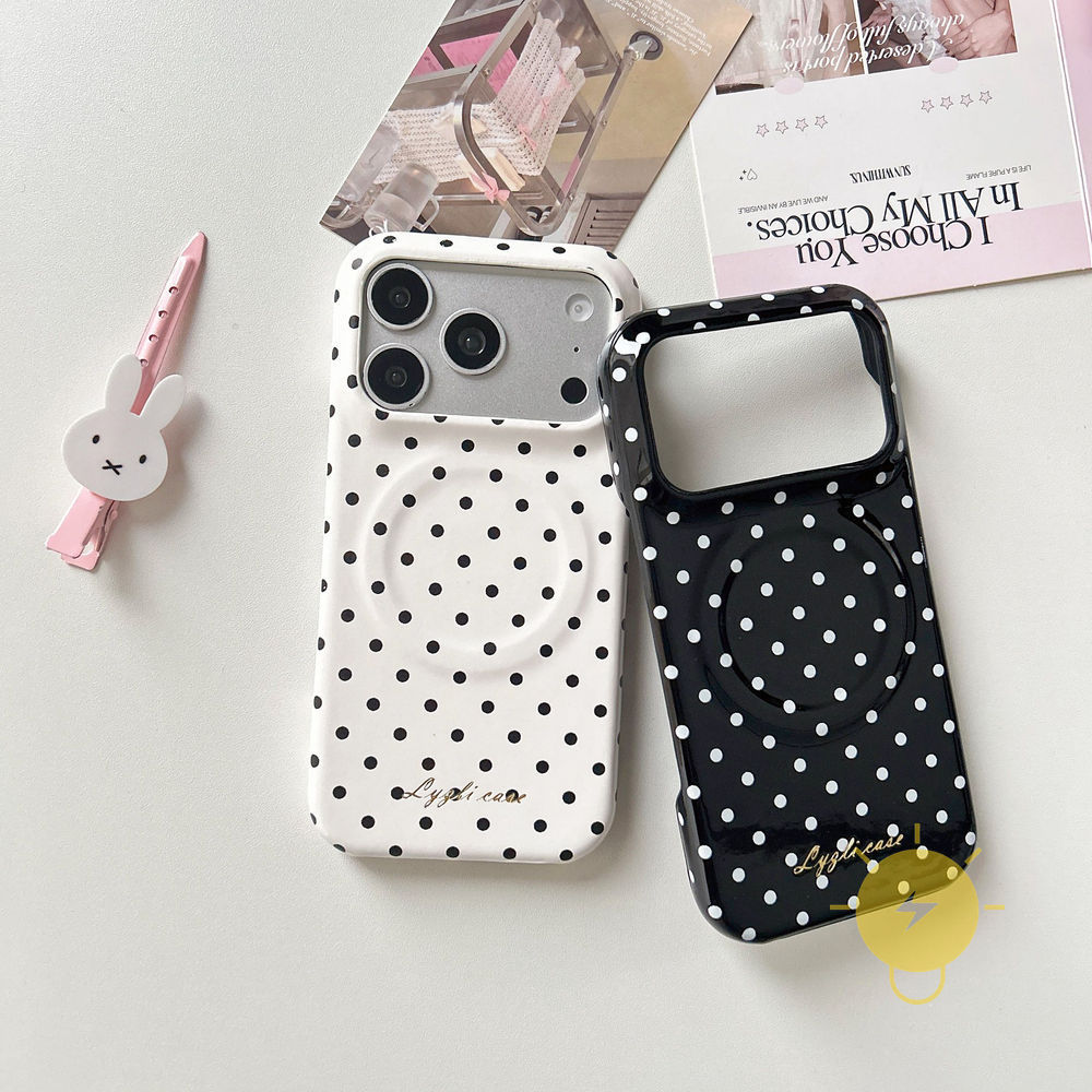 Phone Case For iPhone 17 Pro Max 16 15 14 13 TPU Magnetic Polka Dot Polka Dot Aesthetic Korean Cute