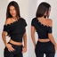 Áo thun nữ tay ngắn cổ xiên slim fit, thoải mái cho mùa hè