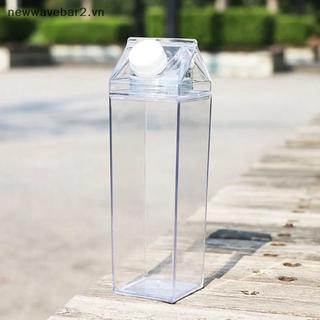 [Mới] Bình Nước Thùng Sữa 500 / 1000ML Sữa Vuông Cà Phê Nước ép Trà Bảo Quản Sữa Trong Suốt Cho Thể Thao Ngoài Trời, Cắm Trại Tập Gym.