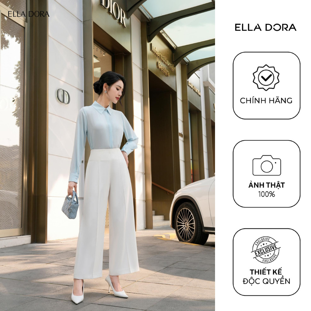 Quần tây nữ  ELLA DORA dáng suông cạp cao form đẹp thanh lịch dễ phối đồ 2 màu ĐEN/TRẮNG [Q30]