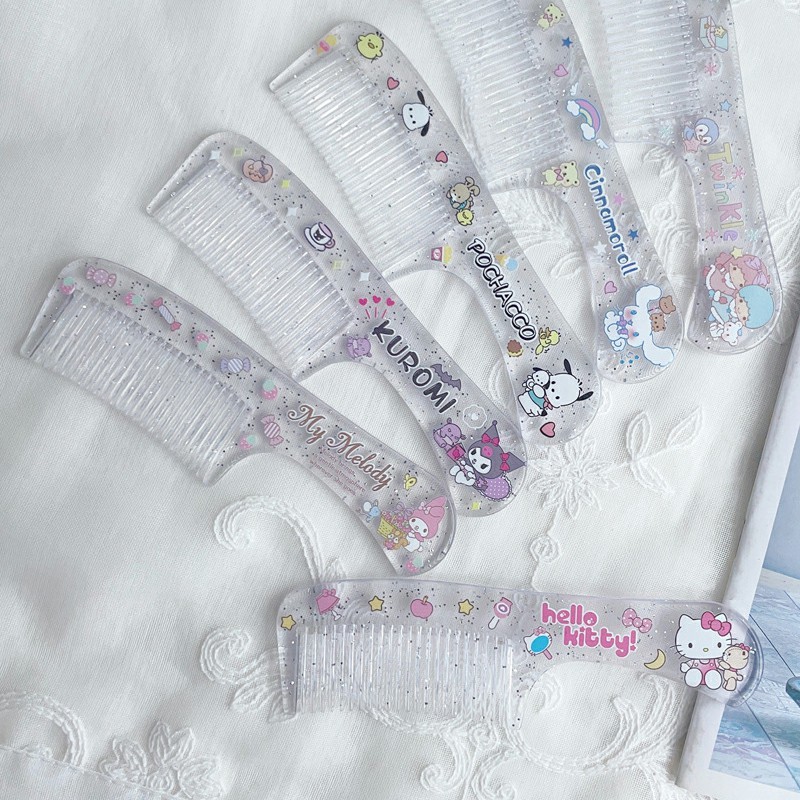 【Roshy】🍧Lược chải tóc Sanrio trong suốt, thiết kế đáng yêu