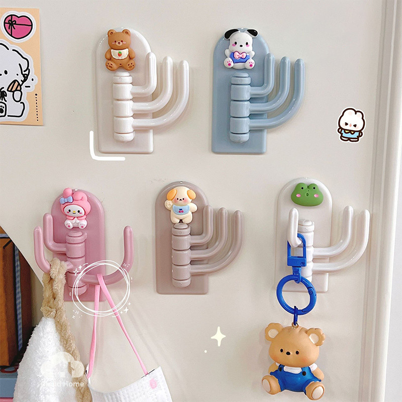 🌤️COD🌤️Móc Treo Đồ Hoạt Hình Ba Móc Không Đục Lỗ Và Đánh Dấu Móc treo đồ chơi sáng tạo cho học sinh