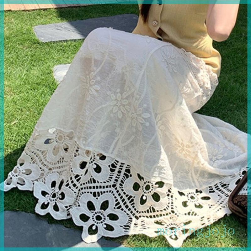 JoJo Hoa Thêu Eo Dài Đầm Cotton Thoáng Khí Kỳ Nghỉ Trang Phục Nữ
