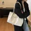 Túi Tote Dung Tích Lớn Thời Trang Túi Xách Nữ Túi Đeo Vai Du Lịch Di Động Da PU Mềm Màu Nguyên Chất Túi Nách Mới