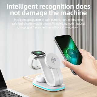 SHEREN Bộ sạc từ tính thanh lịch ba trong một QI2 Thích hợp cho tai nghe giữ điện thoại Apple