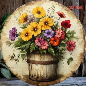 CIFbuy Vintage Retro Hoa Tín Hiệu Kim Loại Treo Tường Nghệ Thuật Trang Trí Mộc Mạc Cho Gia Đình Nhà Bếp Mảng Bám
