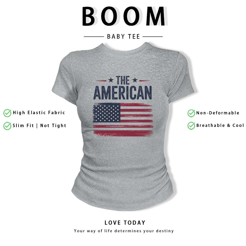 BOOM Áo Baby Tee Nữ Cotton Ôm Body-Áo Thun Ngắn Tay Y2K In Hình PhongCách Mùa Hè, Cổ Tròn Hàng Đầucách hàn quốc phongR09