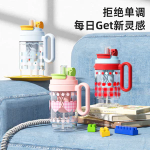 Phim hoạt hình mới Cốc nhựa Chất liệu PC Tay cầm dung tích lớn Ice Master Cup Nhiệt độ cao Chống bỏng Chống rò rỉ Double D