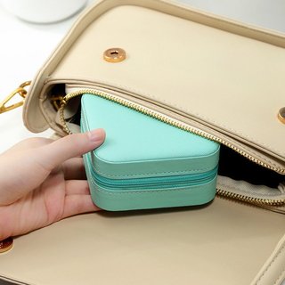 Hộp Đựng Trang Sức Di Động Da PU Mềm Nhung Du Lịch Tổ Chức Nhẫn Vòng Cổ Bông Tai Hộp Bảo Quản