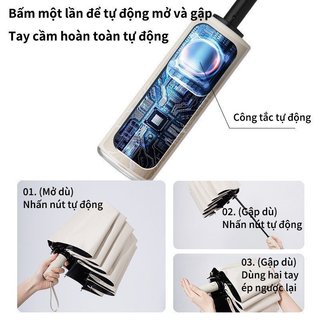 Ô tự động gấp gọn, chống gió UV, bền chắc với 24 sườn, phù hợp du lịch và bảo vệ khỏi nắng (Màu navy)