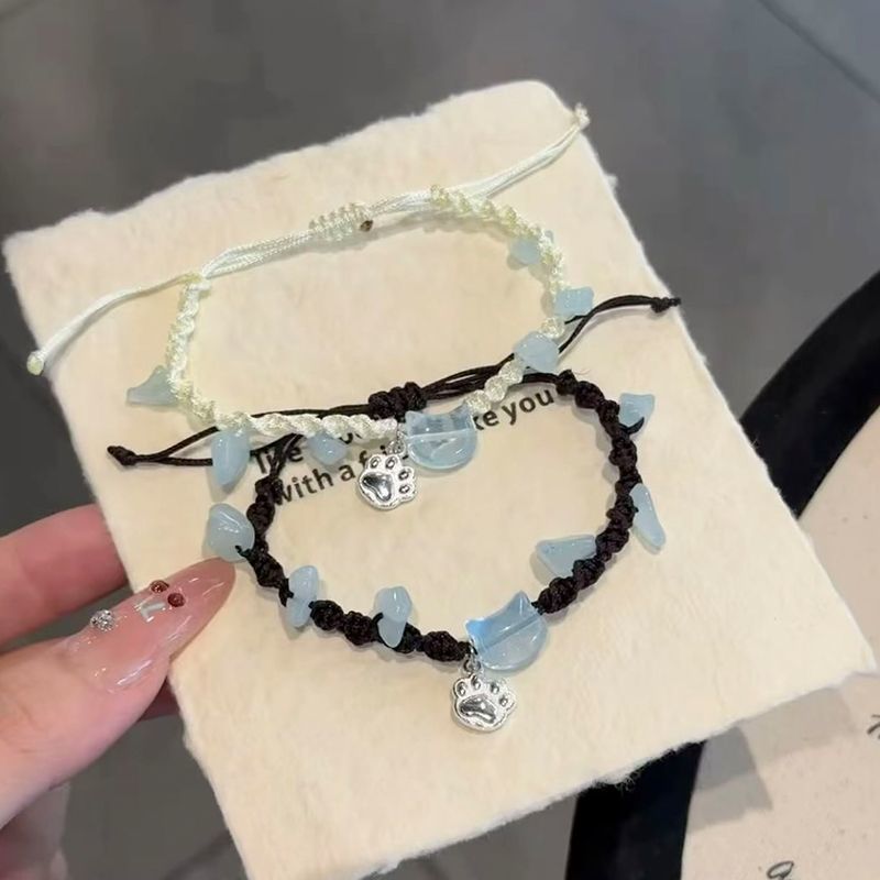 Vòng tay bestie hình mèo dệt tay - quà tặng cặp đôi đáng yêu