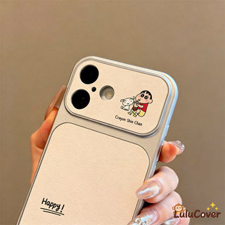 Ốp Da PU Crayon Shin-chan Phong Cách Hàn Quốc Cửa Sổ Lớn Cho OnePlus 15 13 13R 12 12R 11 11R ACE 6 5 Racing Ultra 3 3V 2 2V 5G 4G Vỏ Thẩm Mỹ Hoạt Hình