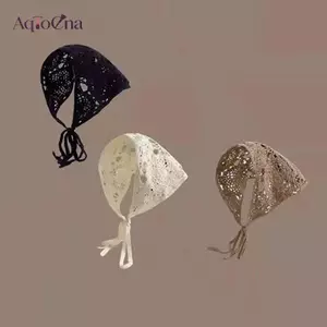 AqToCna Hoa Tóc Dệt Kim Đầu Kerchief Nữ Handmade Móc Tóc Khăn Du Lịch Ảnh Turban Accessorie AqToCna