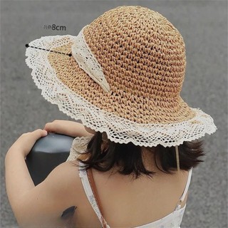 Mũ Cói Ren Đi Biển Cho Mẹ Và Bé Gái Đáng Yêu, Nón Chống Nắng Đi Du Lịch Style Nàng Thơ