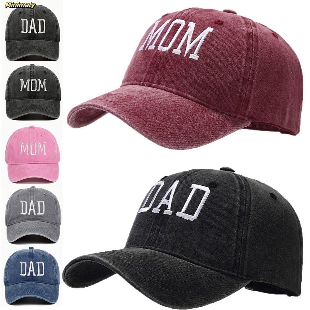 Mũ bóng chày thêu MINIMALY DAD MOM, thiết kế hiphop cổ điển với tấm che điều chỉnh được